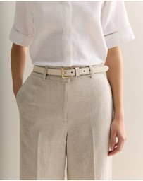 Trenery - Leather Slim Belt in Parchment