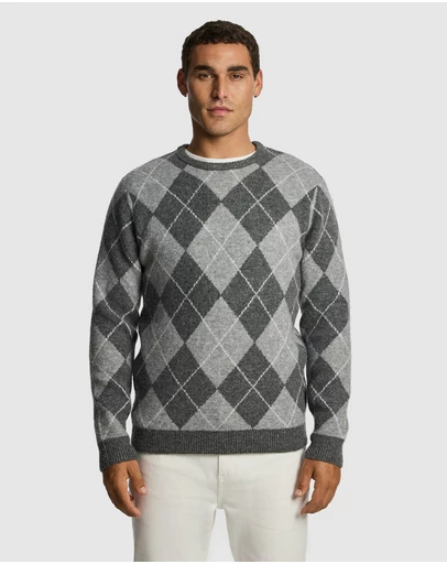 yd. - Hamish Crew Argyle Knit Jumper