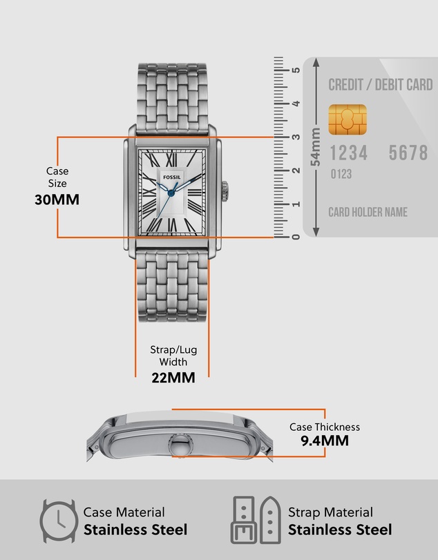 Fossil - Carraway Silver Tone Analogue Watch