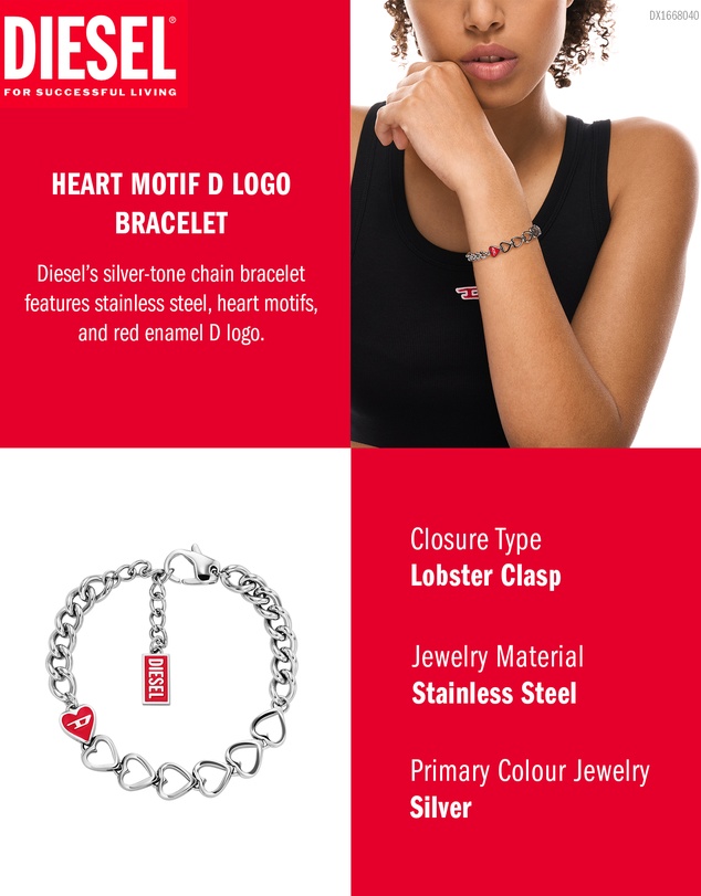 Diesel - D Logo Silver Bracelet