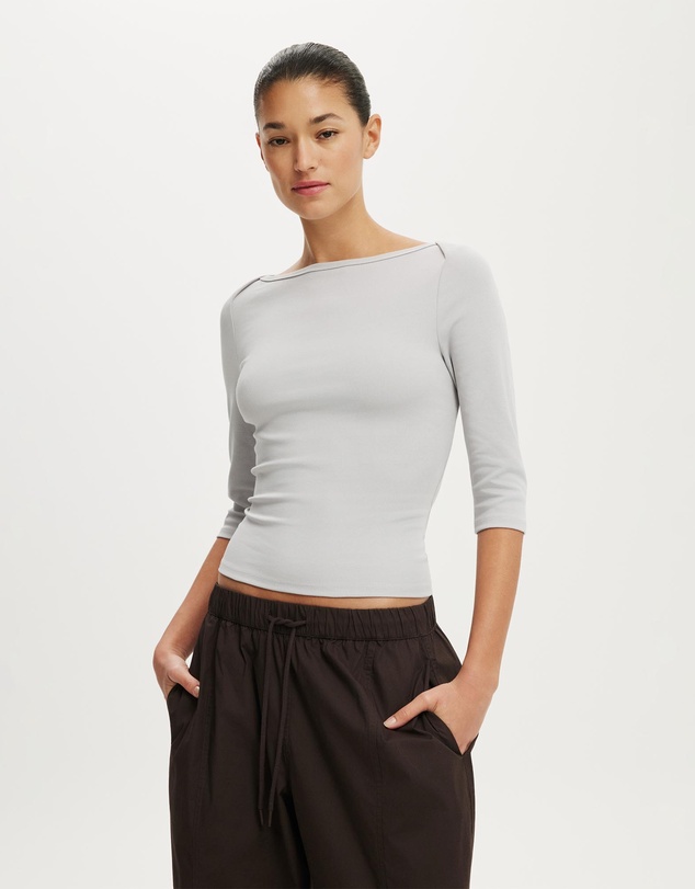 Cotton On - 90S Boatneck ¾ Sleeve