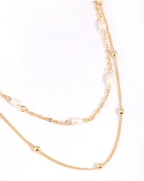 Lovisa - Gold Plated Freshwater Pearl Layered Necklace