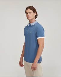 Oxford - Dylan Striped Collar Pique Polo