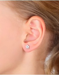 Elli Jewelry - Earrings Kids Flower Crystals 925 Sterling Silver Rose Gold-Plated