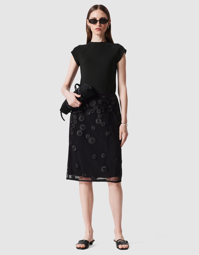 & Other Stories - Floral-Appliqué Mesh Midi Skirt