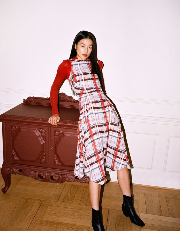 Stine Goya - Checkered Cady Sleeveless Gathered Midi Dress