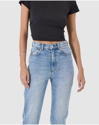 Rolla's - Loulou Straight Jean Long - Lennon Blue