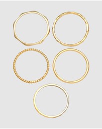 Elli Jewelry - Ring Stacking Band Set of 5 in 925 Sterling Silver Gold Plated