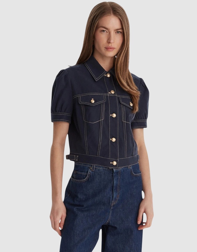 GUESS - Short Sleeve Coreline Contrast Stitch Trucker Jacket