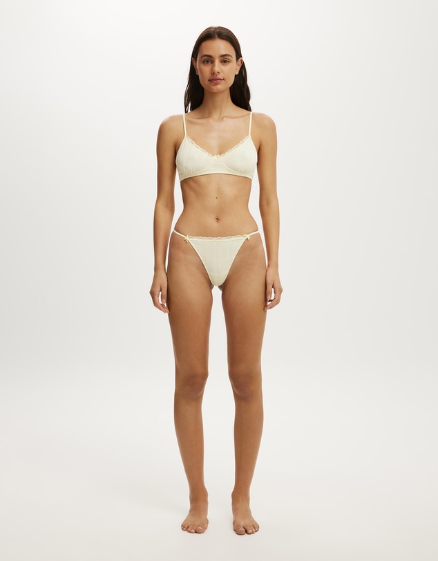 Cotton On Body - Cotton Pointelle Bralette/Tanga G String Set
