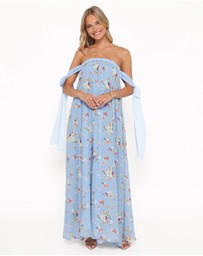 Petal & Pup - Codie Off Shoulder Maxi Dress - Cornflower Blue Floral