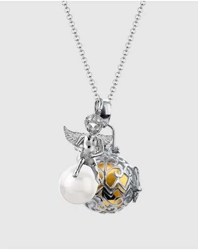Elli Jewelry - Necklace Angel Garnet 925 Sterling Silver