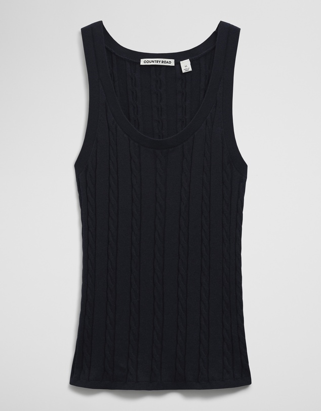 Country Road - Organically Grown Cotton Blend Cable Knit Tank