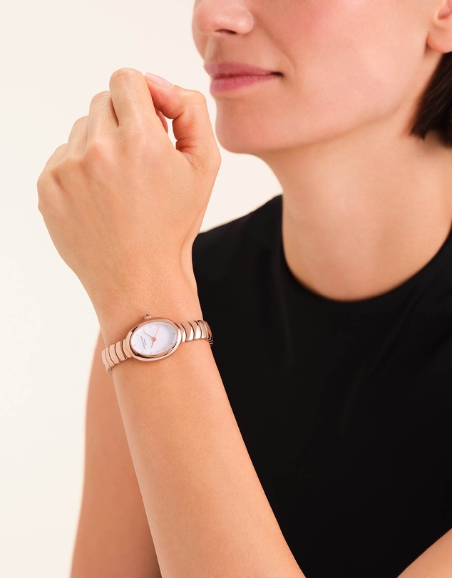 Rosefield - Ovale White Matte Rose Gold-Tone Bracelet Watch