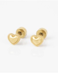 Wanderlust + Co - Heart Gold Flat Back Earrings