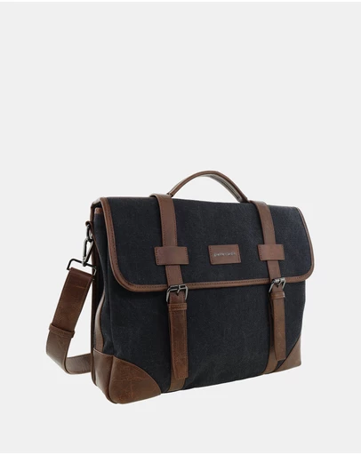 Pierre Cardin - Pierre Cardin Canvas Laptop Satchel Bag
