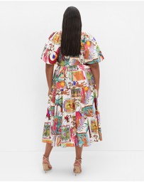 City Chic - Simona Print Puff Sleeve Dress