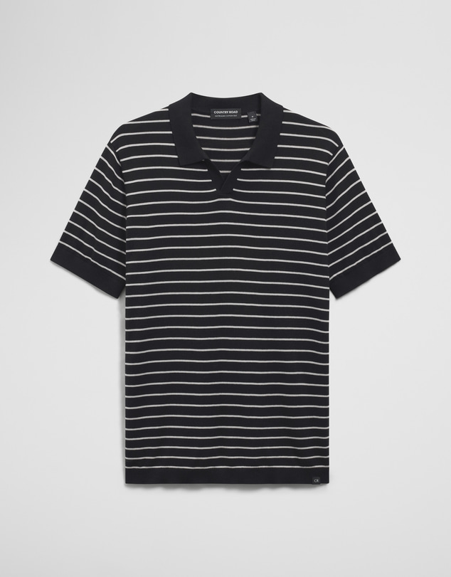 Country Road - Australian Cotton Silk Stripe Knit Polo