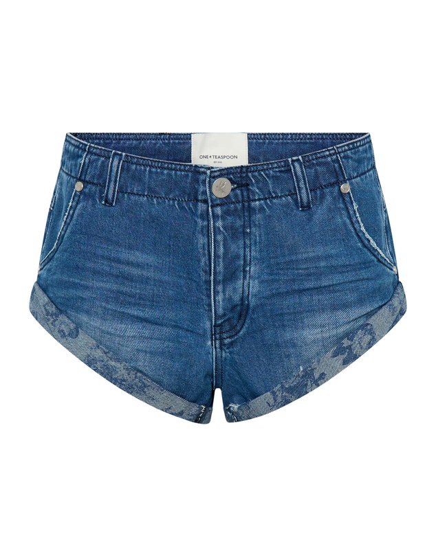 ONE TEASPOON - Sailors Low Waist Denim Shorts - Rosewood