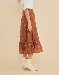 Amelius - Monique Cross Stitch Midi Skirt
