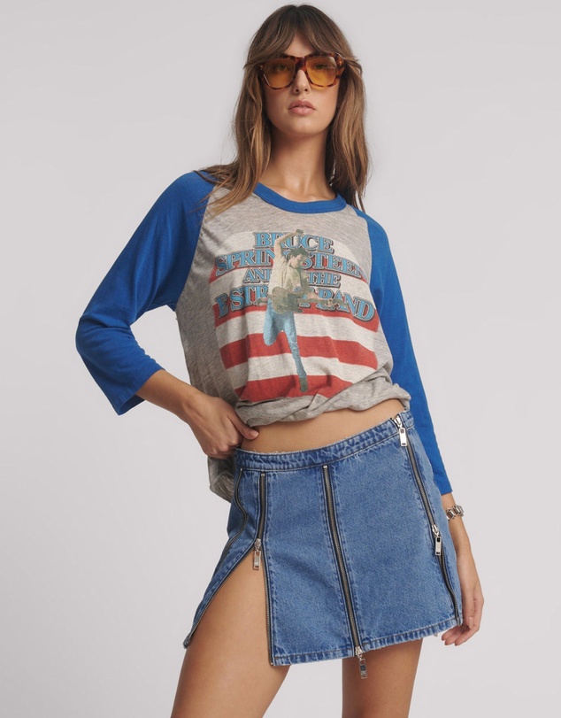 ONE TEASPOON - Zip Mid Waist Micro Mini Denim Skirt - Blue Estate