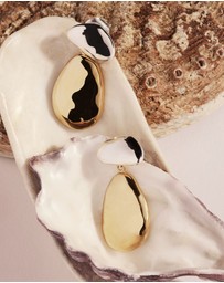 Najo - Double Pebblet Two-Tone Stud Earrings