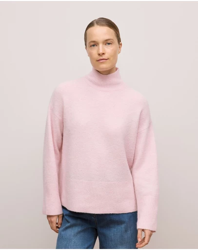 Trenery - Alpaca Merino Blend Relaxed Mock Neck in Light Blush