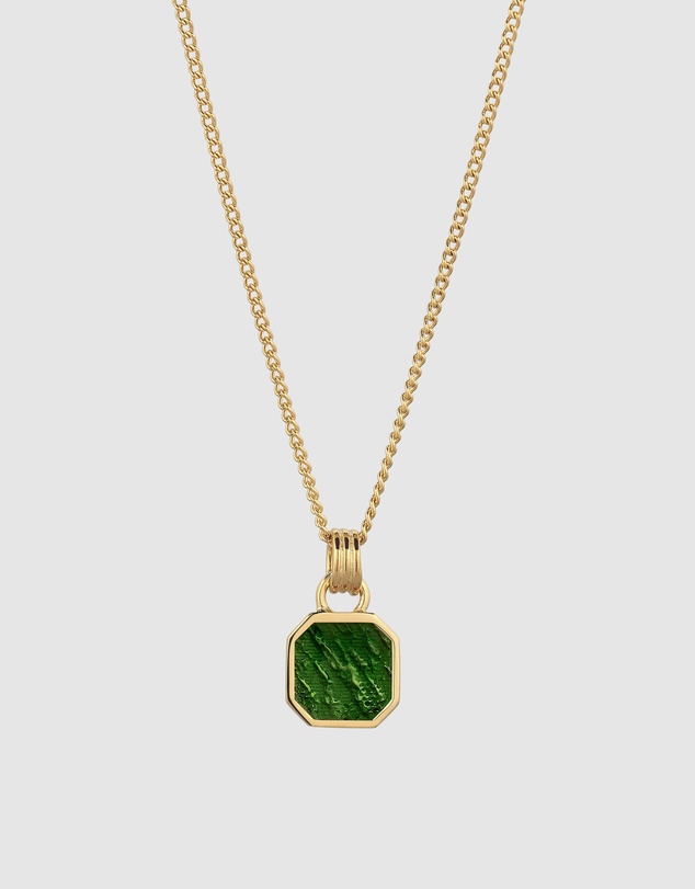 Kuzzoi - ICONIC EXCLUSIVE - Enamel Octagon Pendant Necklace in Gold-Plated 925 Silver