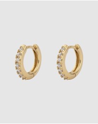 Wanderlust + Co - Classic Pave Gold 7mm Baby Huggie Earrings