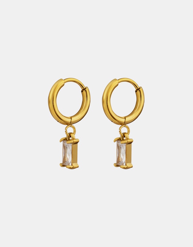 Zoe Olivia - Waterproof Mini Emerald Cut Pendant Hoops