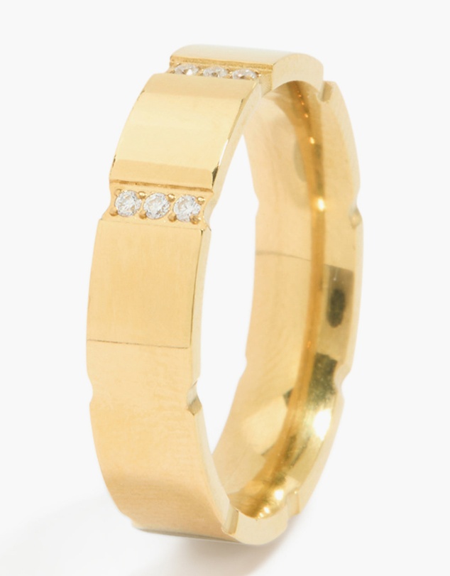 Lovisa - Waterproof Gold Plated Stainless Steel Cubic Zirconia Trio Stripe Ring