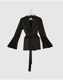 Revibe - Repaired Shona Joy La Lune Flared Sleeve Belted Blazer - AU 6