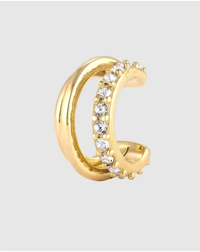Elli Jewelry - Crystal Ear Cuff in Gold-Plated 925 Silver