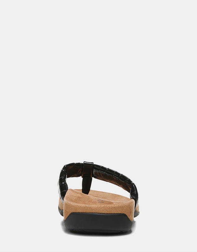 Vionic - Layne Toe Post Sandal - Black Woven