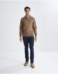 3 Wise Men - 3 Wise Men Harvey Zip Neck Merino Knit - Ale