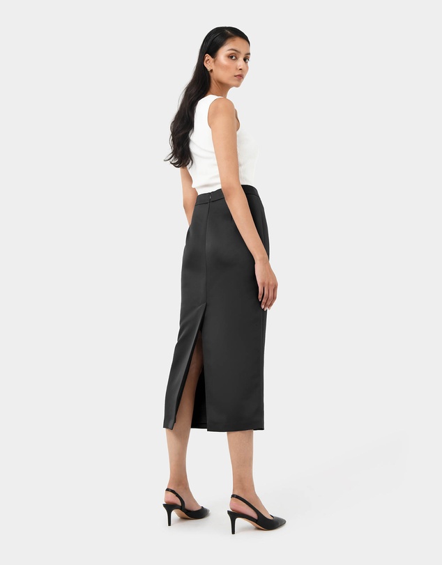Forcast - Bel Tailored Satin Midi Skirt