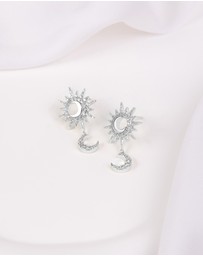 Wanderlust + Co - Sunlit Crescent Silver Drop Earrings