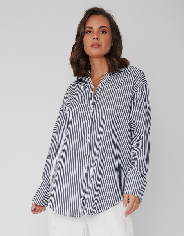 ALEXANDRA - Austin Shirt Navy Stripe