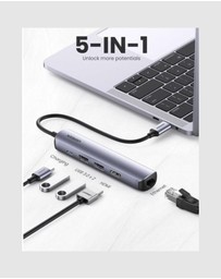 Ugreen - UGREEN 5-in-1 USB-C Docking Station 4K HDMI Ethernet USB 3.0 PD Charging Grey