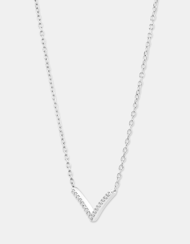 Michael Hill - Chevron Necklace with 0.05 Carat TW Diamonds in Sterling Silver