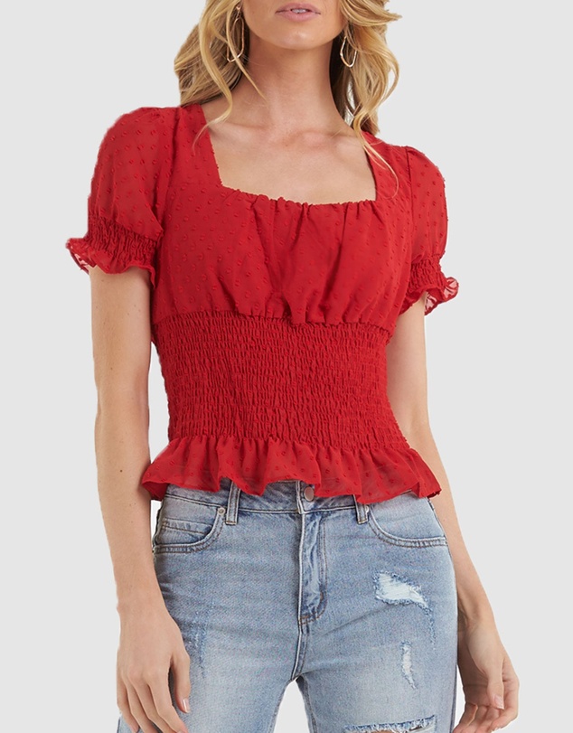 Amelius - Skylight Short Sleeve Shirred Top