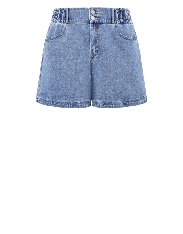City Chic - Plus size Stretch Waist Denim Short - mid wash