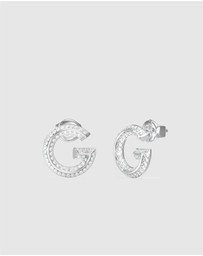 GUESS - Silver-Tone G Crystal Stud Earrings
