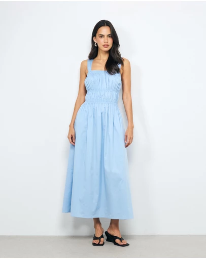 AERE - Freya Shirred Cotton Midi Dress