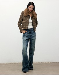 M.N.G - Tweed Jacket With Fur Collar