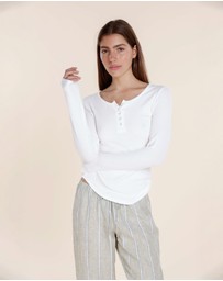 Gingerlilly - Lille Ribbed Long Sleeve Henley Top