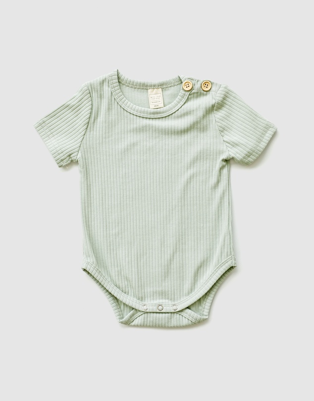 WITH LOVE FOR KIDS - BASICS Wide Ribbed Short Sleeve Onesie - Babies