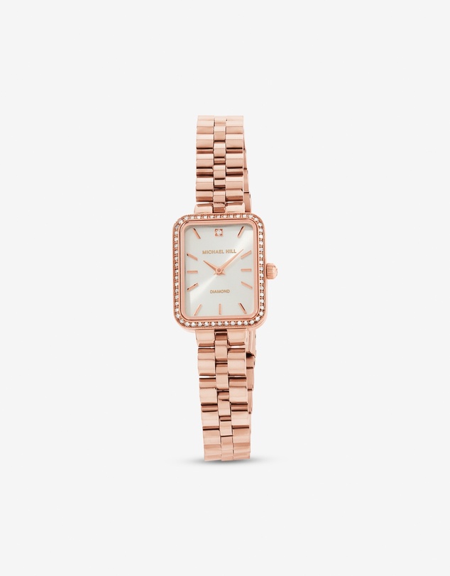 Michael Hill - Women's 0.20 Carat TW Diamond Bezel Watch in Rose Tone Stainless Steel
