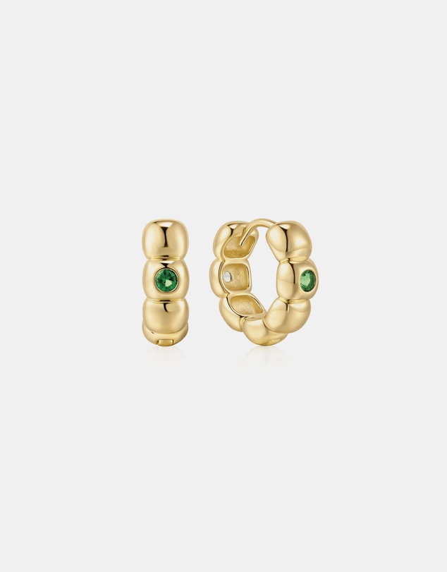 Ania Haie - Ania Haie Gold Reversible Puffy Huggie Hoop Earrings