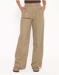 Petal & Pup - Asher Tie Detail Tapered Leg Pants - Olive